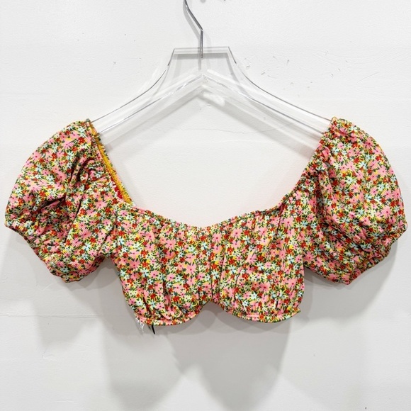 Maaji Floral Puff Sleeve Bikini Top Structured Medium - Picture 2 of 5